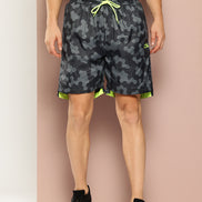 Dark Grey Printed Activewear Short