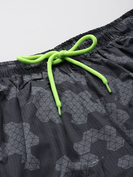 Dark Grey Printed Activewear Short