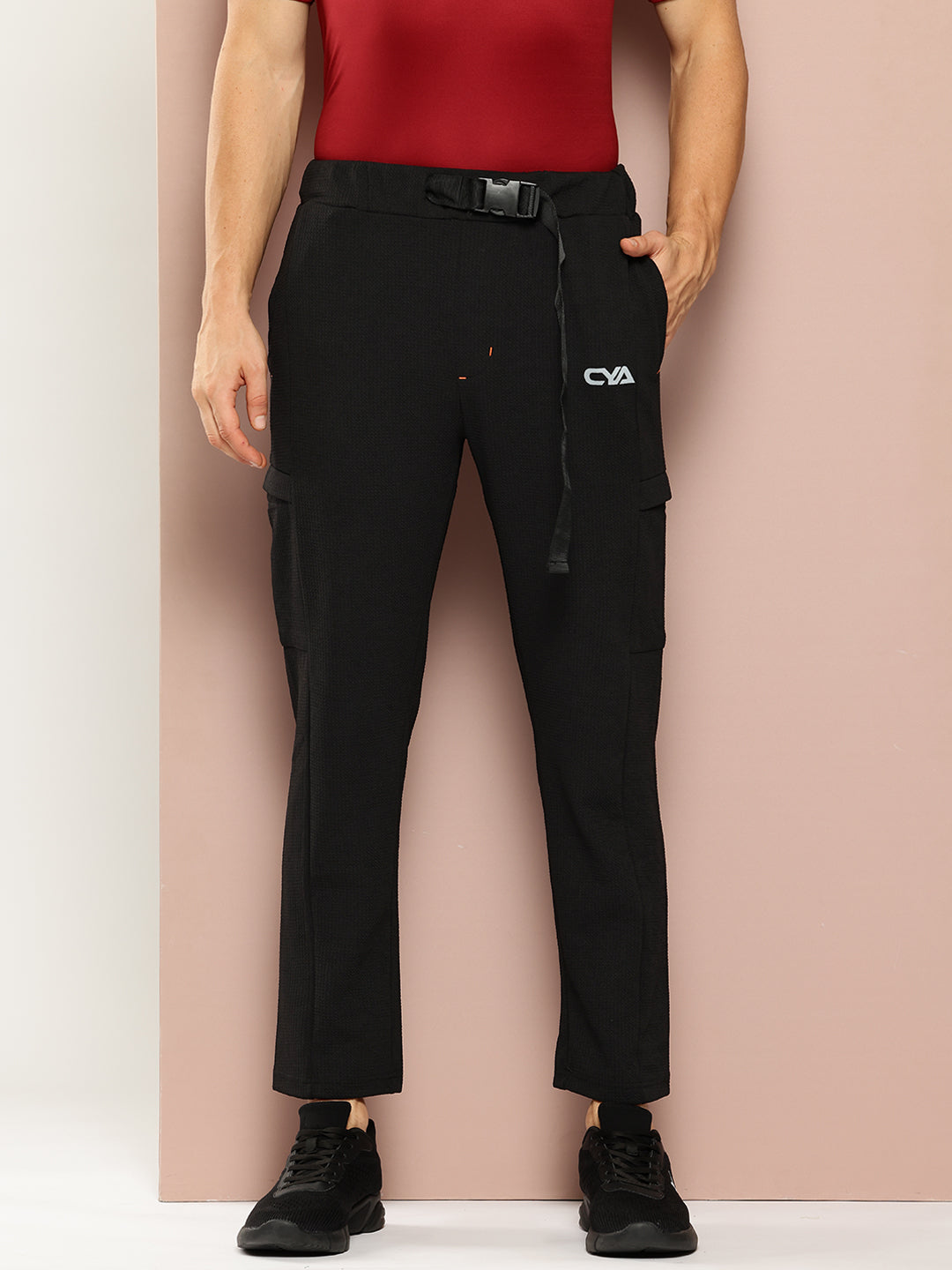 Black Solid Activewear Track Pant