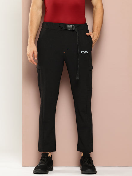 Black Solid Activewear Track Pant