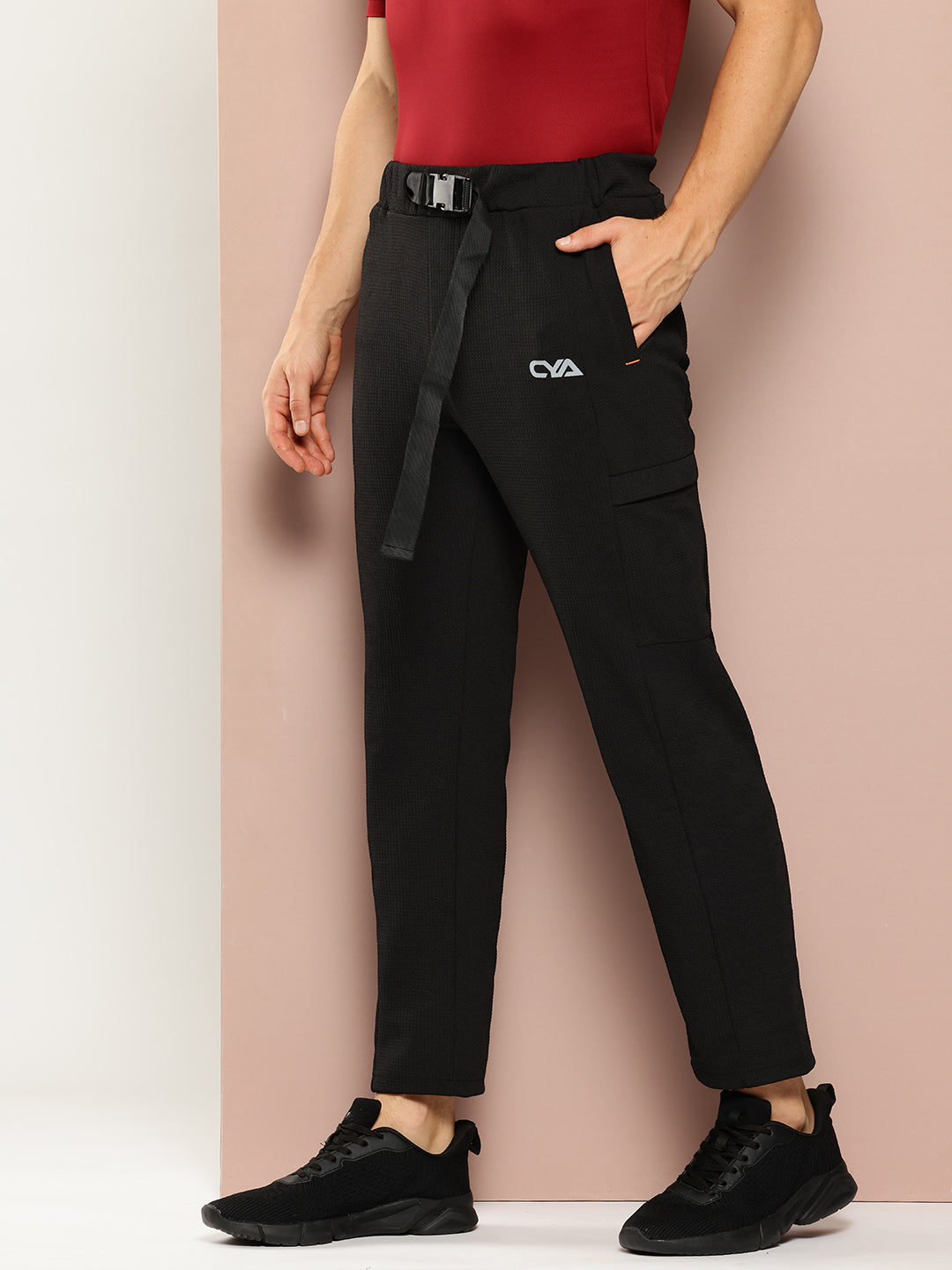 Black Solid Activewear Track Pant