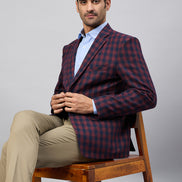Maroon Check Blazer