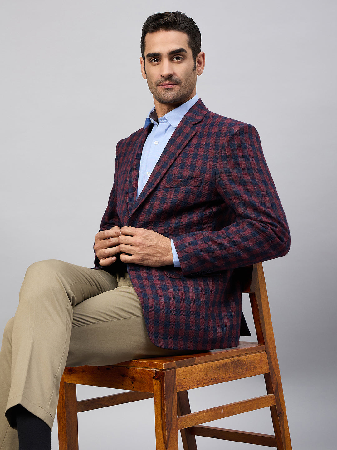 Maroon Check Blazer