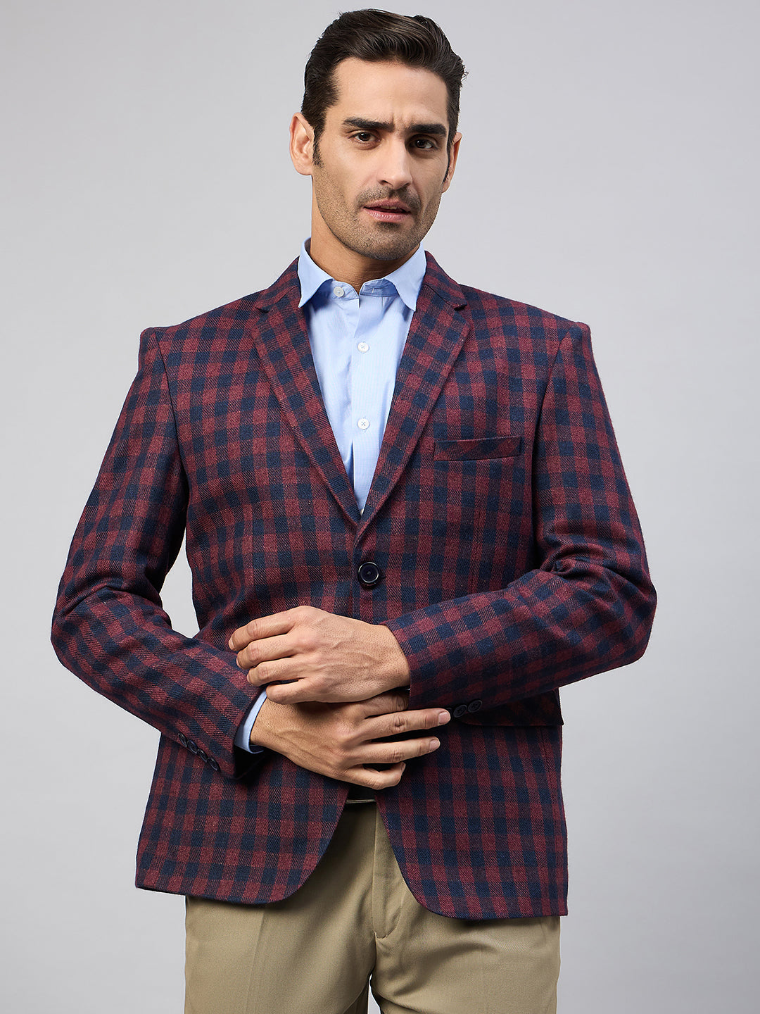 Maroon Check Blazer