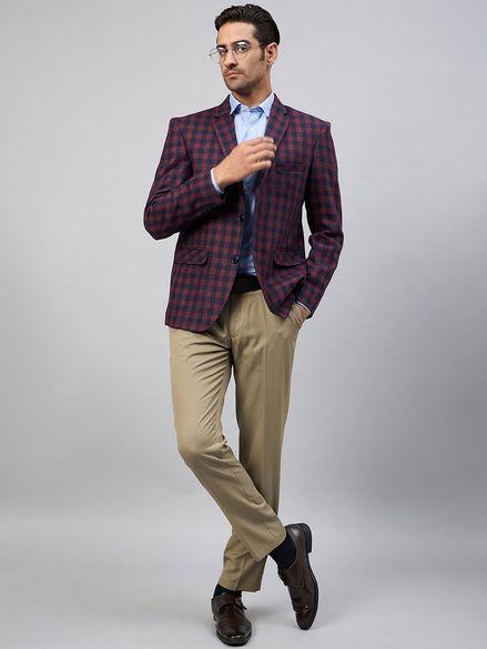 Maroon Check Blazer