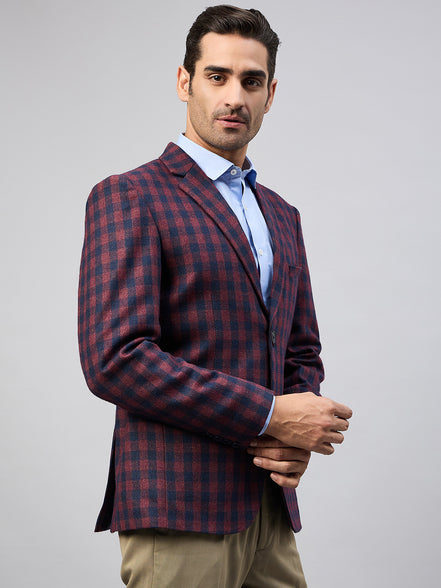 Maroon Check Blazer