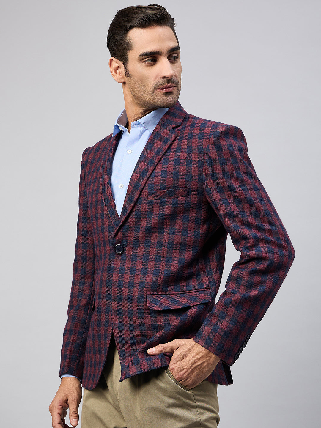 Maroon Check Blazer