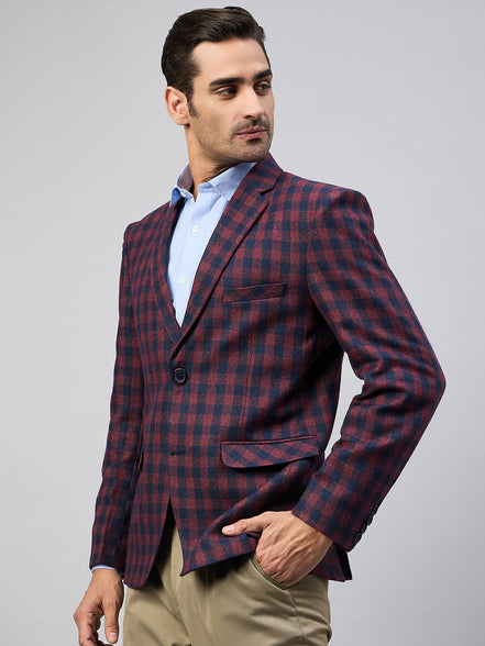 Maroon Check Blazer