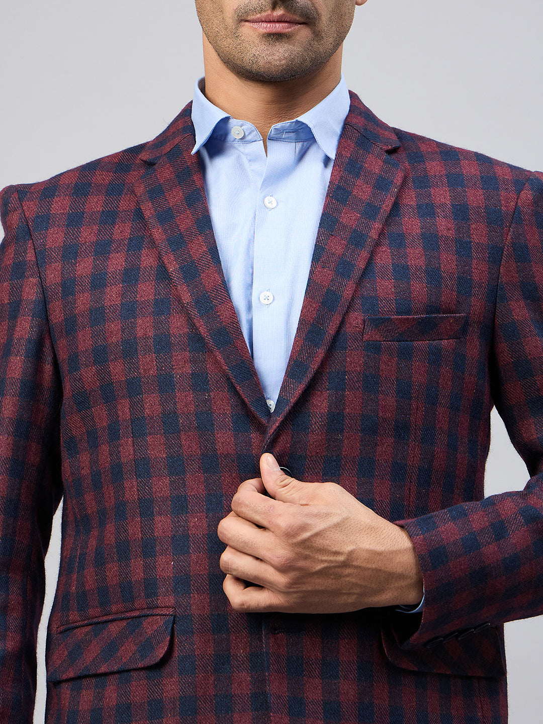 Maroon Check Blazer