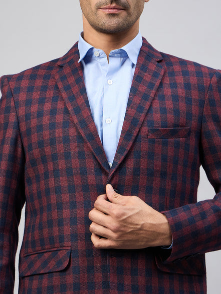 Maroon Check Blazer