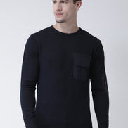 Black Solid Pullover Sweater