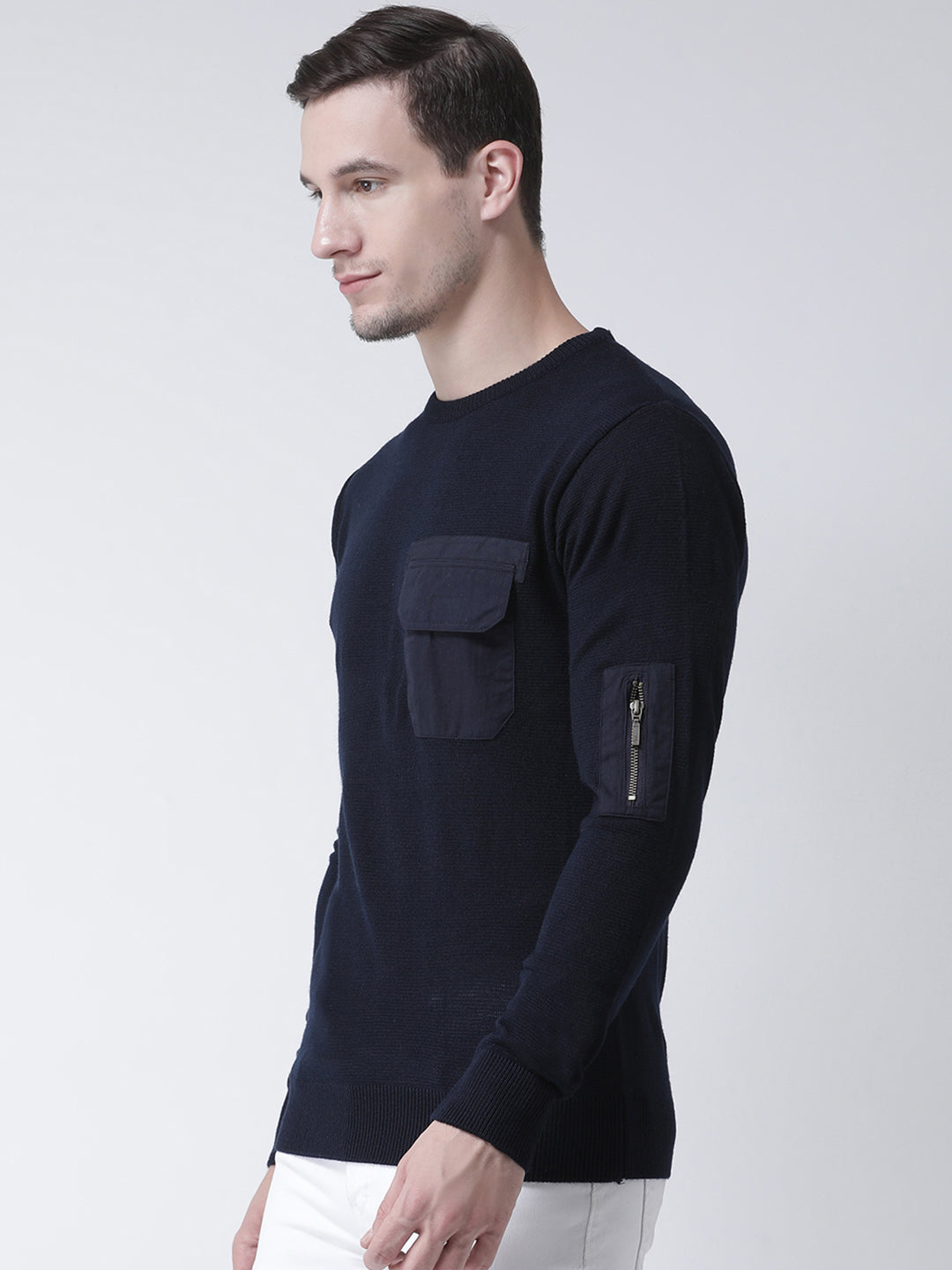 Black Solid Pullover Sweater