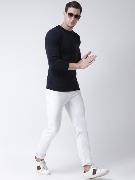 Black Solid Pullover Sweater