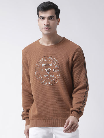 Khaki Sweater Has Chest Typographic