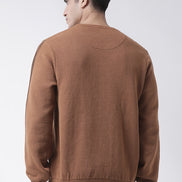Khaki Sweater Has Chest Typographic