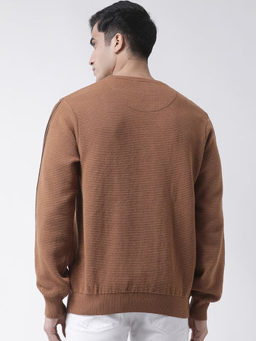 Khaki Sweater Has Chest Typographic