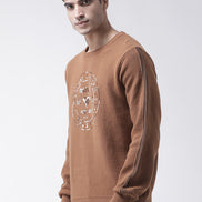 Khaki Sweater Has Chest Typographic