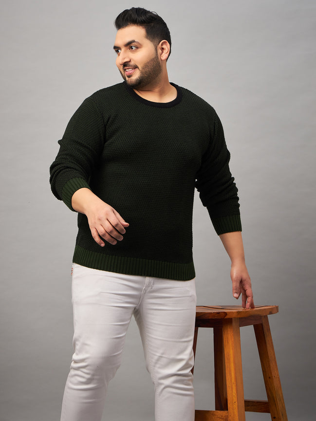 Black Round Neck Plus active Sweater