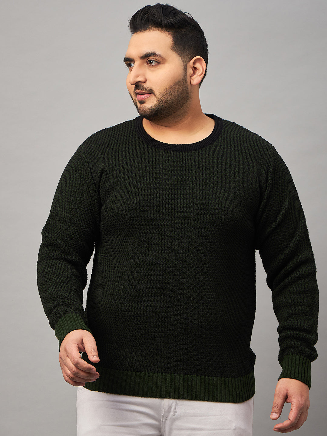 Black Round Neck Plus active Sweater