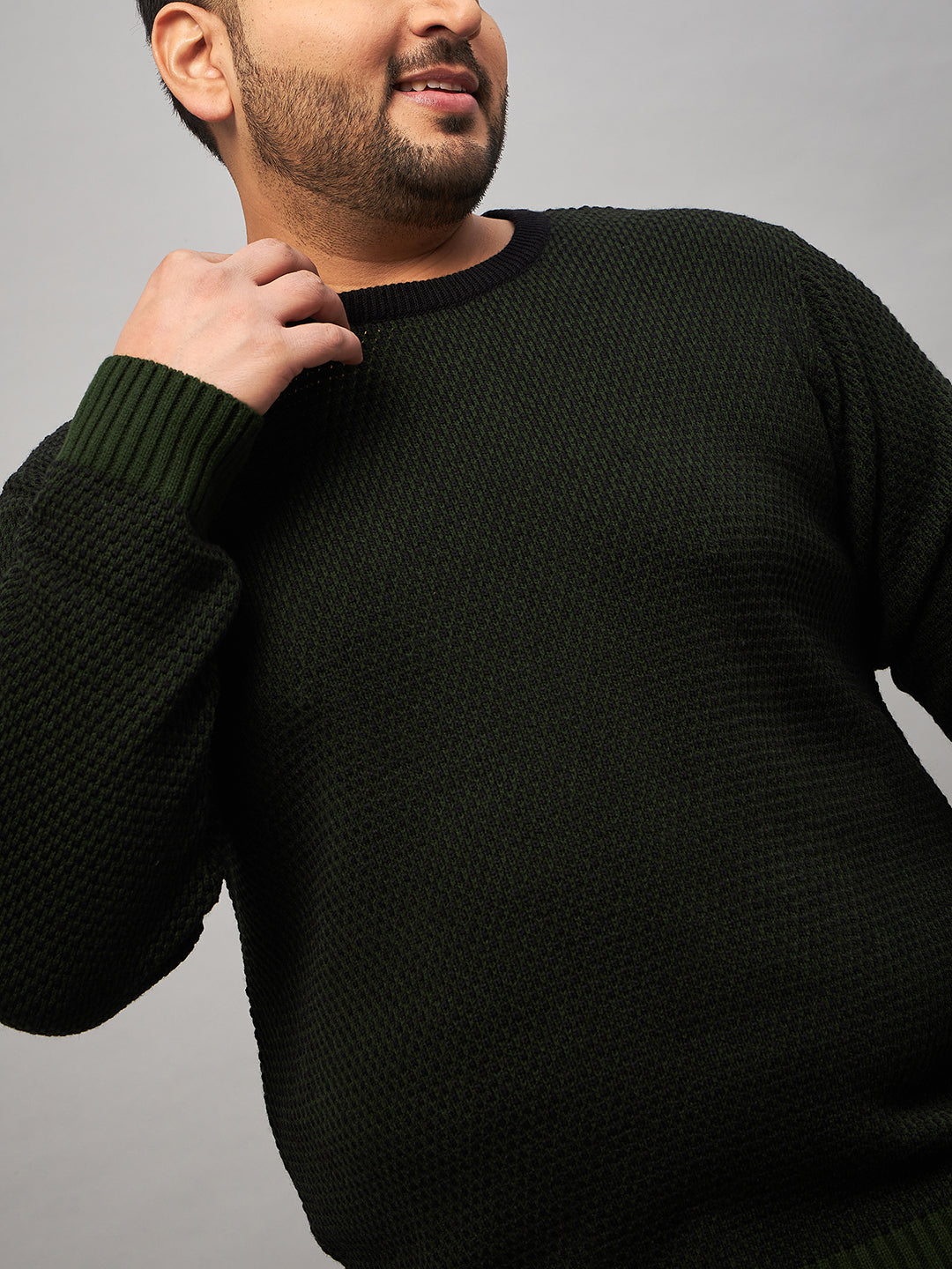 Black Round Neck Plus active Sweater