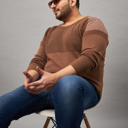 Khaki Round Neck Plus active Sweater