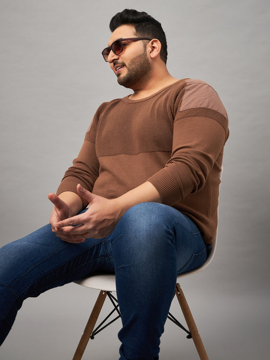 Khaki Round Neck Plus active Sweater