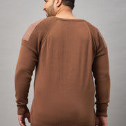 Khaki Round Neck Plus active Sweater