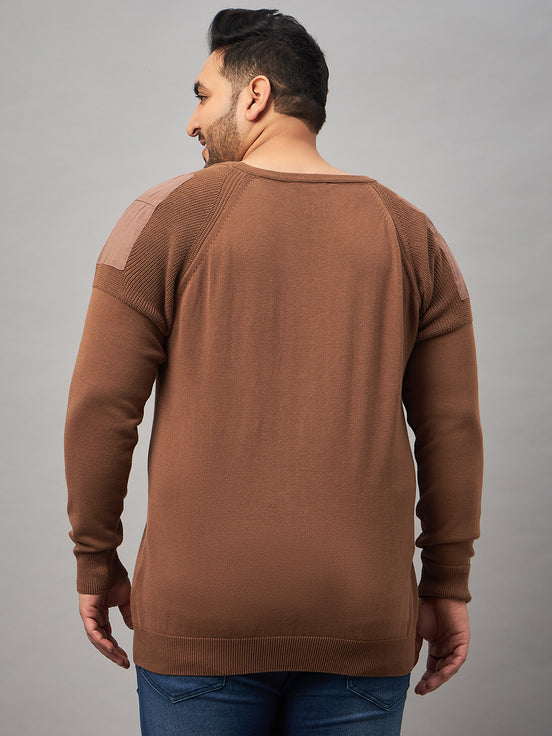 Khaki Round Neck Plus active Sweater