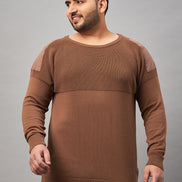 Khaki Round Neck Plus active Sweater