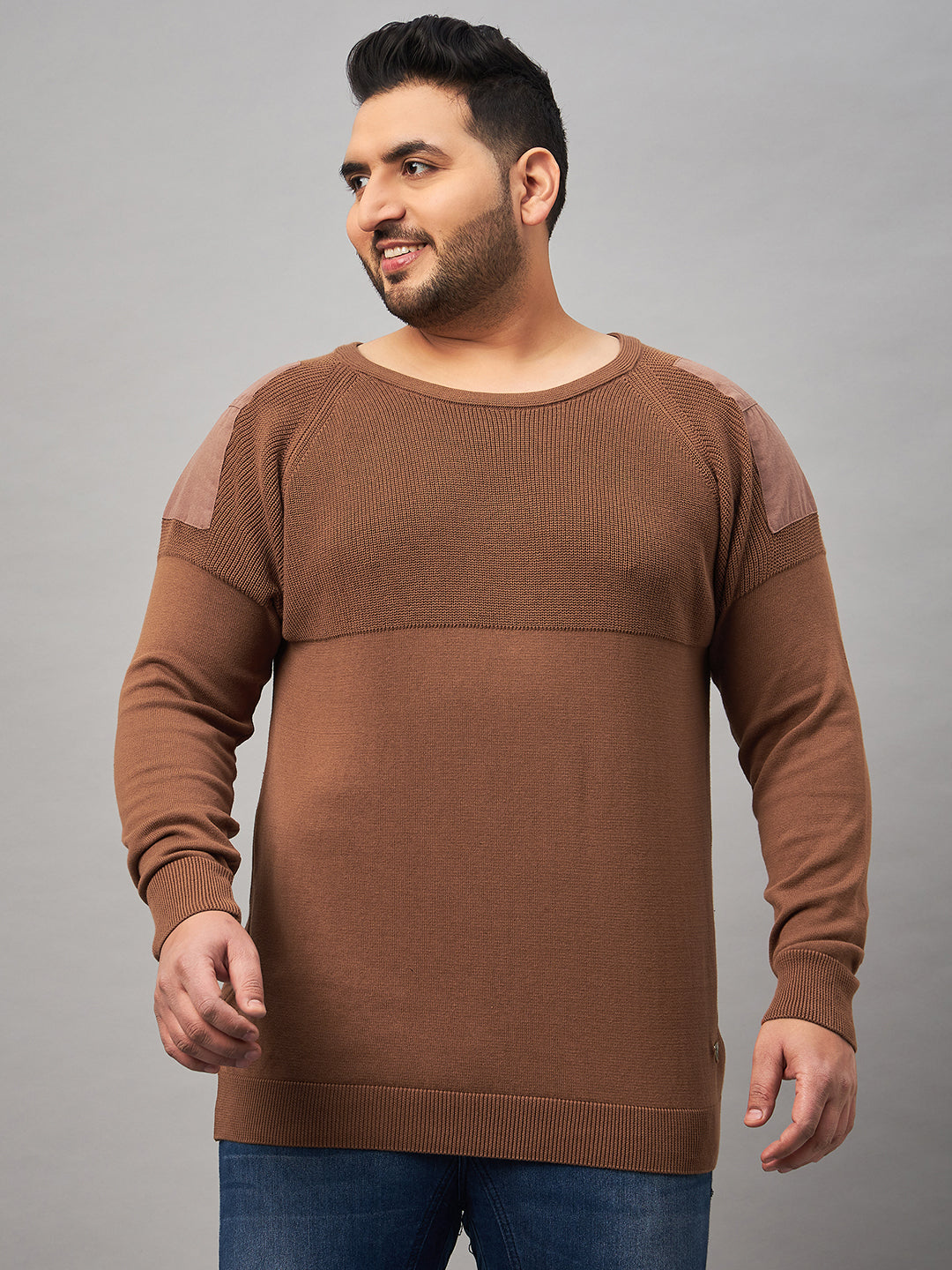 Khaki Round Neck Plus active Sweater