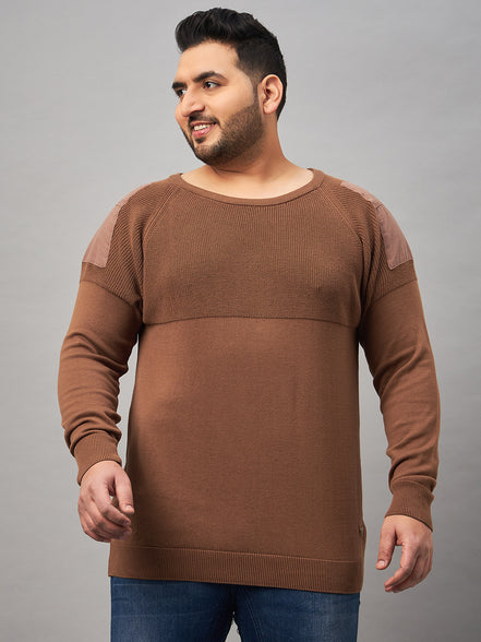 Khaki Round Neck Plus active Sweater