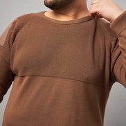 Khaki Round Neck Plus active Sweater