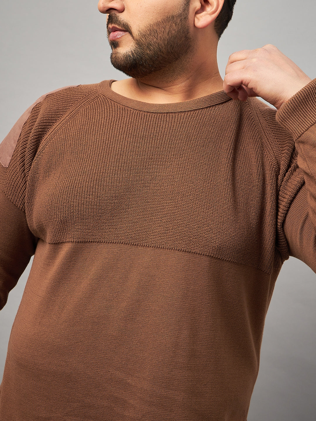 Khaki Round Neck Plus active Sweater