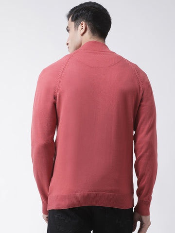 Pink Front Full Zipper Sweater