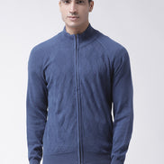 Blue Front Full Zipper Sweater