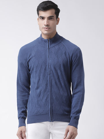 Blue Front Full Zipper Sweater