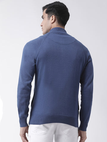 Blue Front Full Zipper Sweater