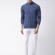 Blue Front Full Zipper Sweater