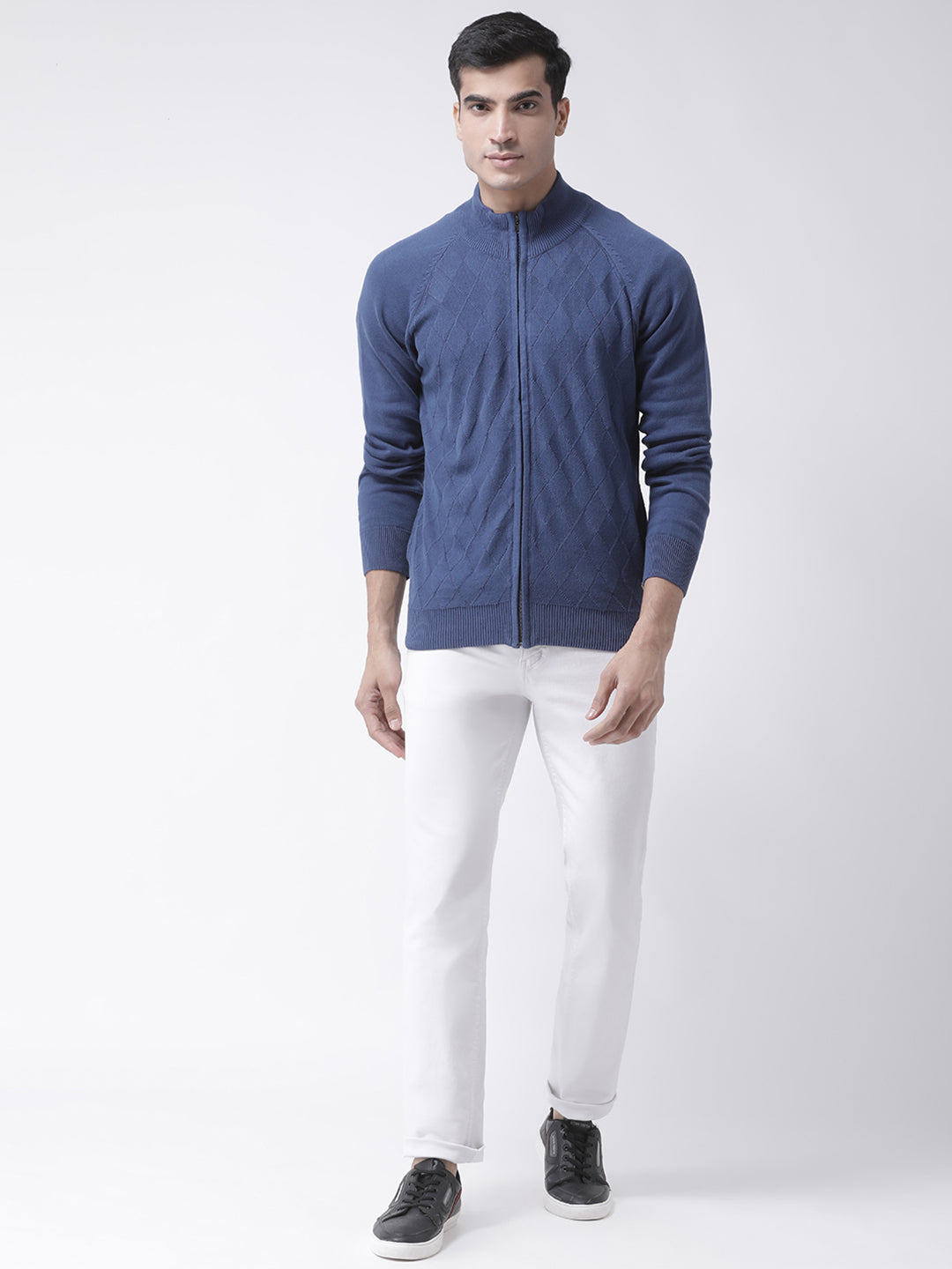 Blue Front Full Zipper Sweater