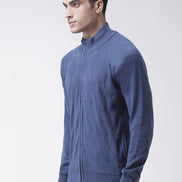 Blue Front Full Zipper Sweater