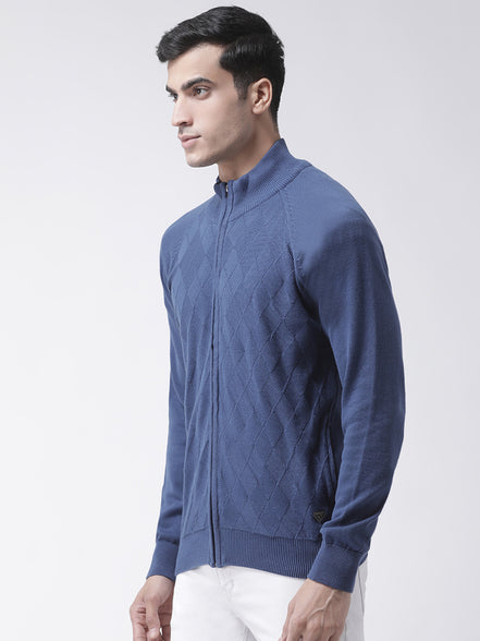 Blue Front Full Zipper Sweater