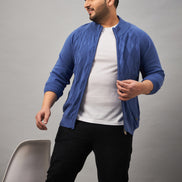 Blue Front Zipper Plus active Sweater