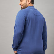 Blue Front Zipper Plus active Sweater