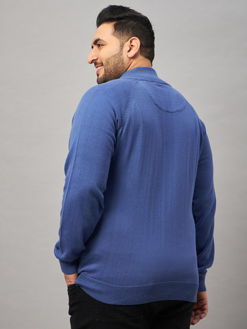 Blue Front Zipper Plus active Sweater