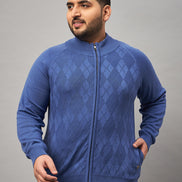 Blue Front Zipper Plus active Sweater