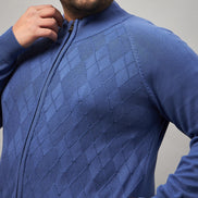 Blue Front Zipper Plus active Sweater