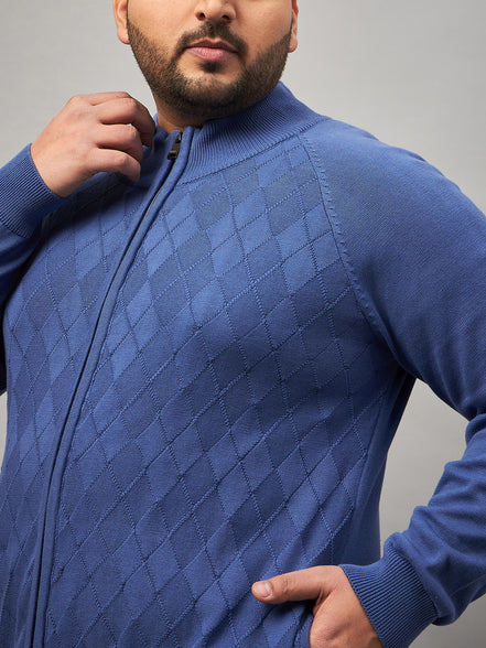 Blue Front Zipper Plus active Sweater