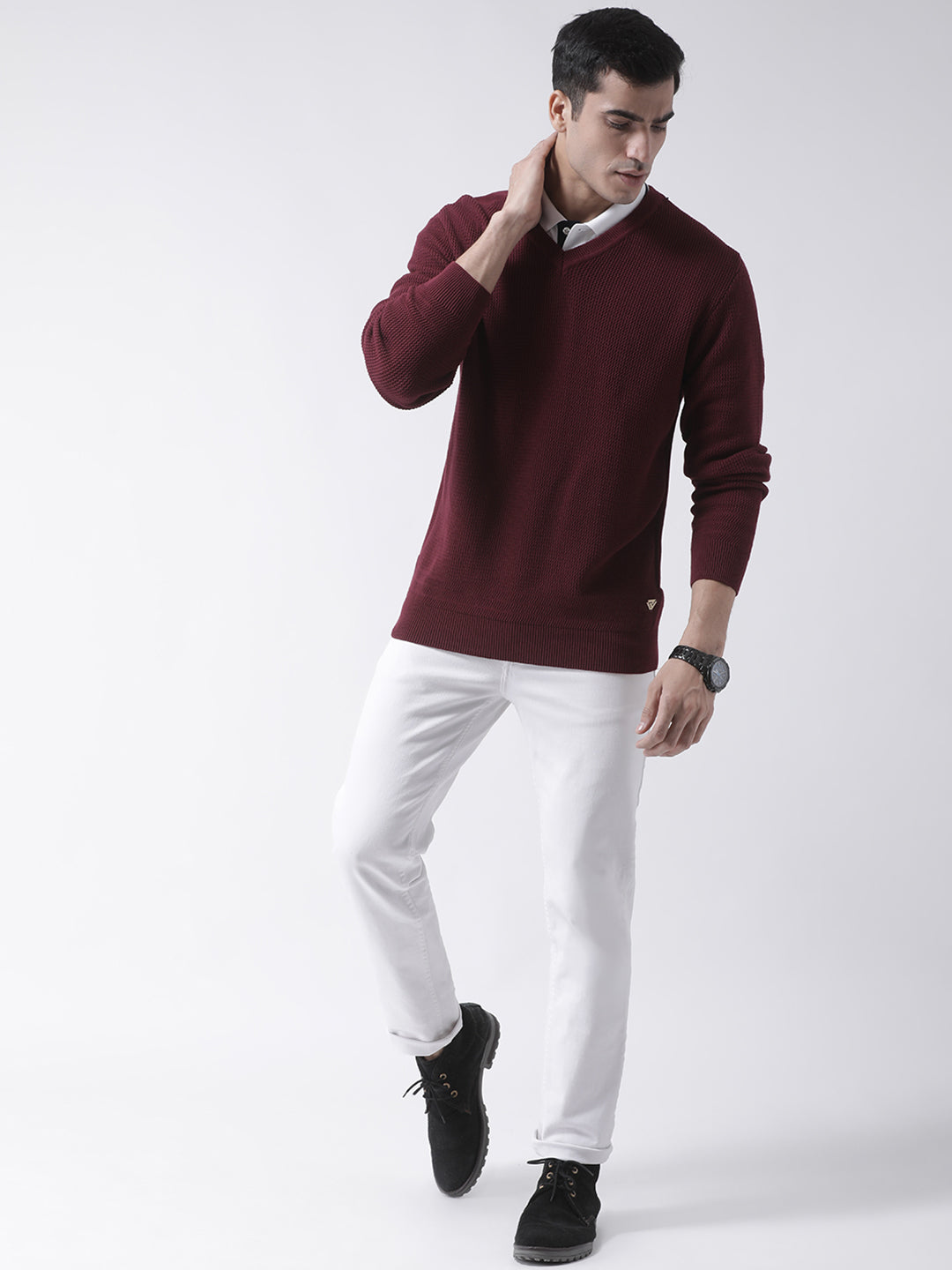 Maroon V-Neck Sweater