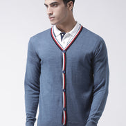 Blue Solid Sweater