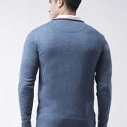 Blue Solid Sweater